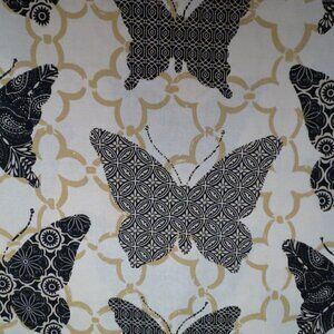 Just shy of 4 yards Cotton Quilt Fabric Modern Butterfly Black Cream Craft